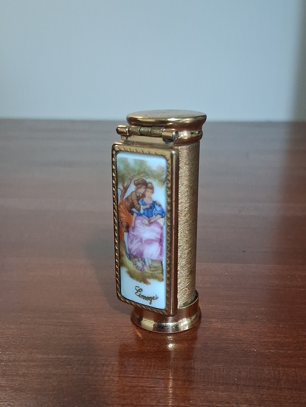 Vintage Limoges Paris France Lipstick Holder Case W Mirror Brevete SGDG LCS